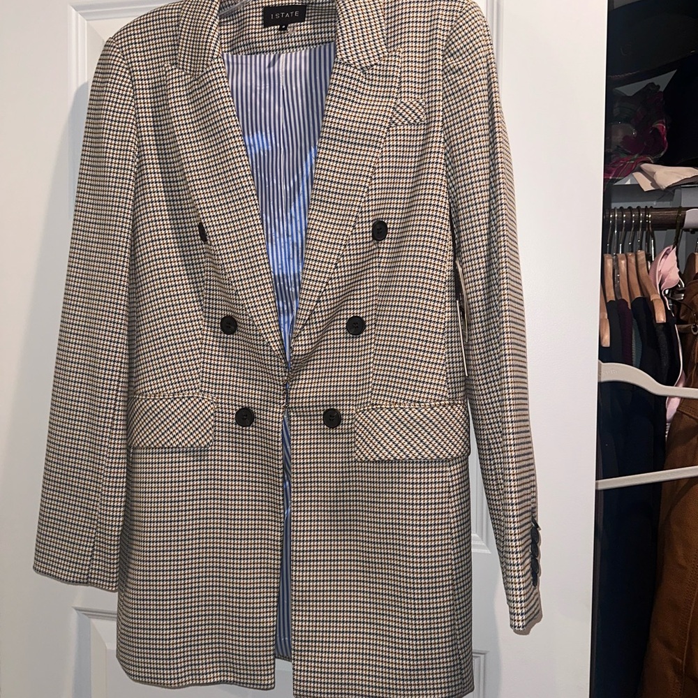1STATE Saffron Houndstooth Blazer & Matching Skirt